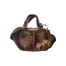 Sun N' Sand Med Brown Corduroy Zip Closure Shoulder Bag Hippie Cottagecore Gypsy