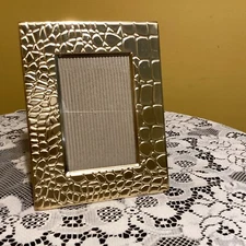 Argento SC by Sicura CROCODILE Satin Gold 4”x6” Photo 7”x9” Picture Frame
