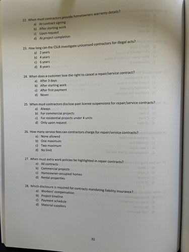California Contractor License Study Exam Law and Business & General Building B - Picture 4 of 7