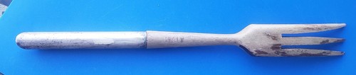 Vintage 12" Wood Salad Fork with Sterling Silver Handle. Italy - Picture 2 of 4