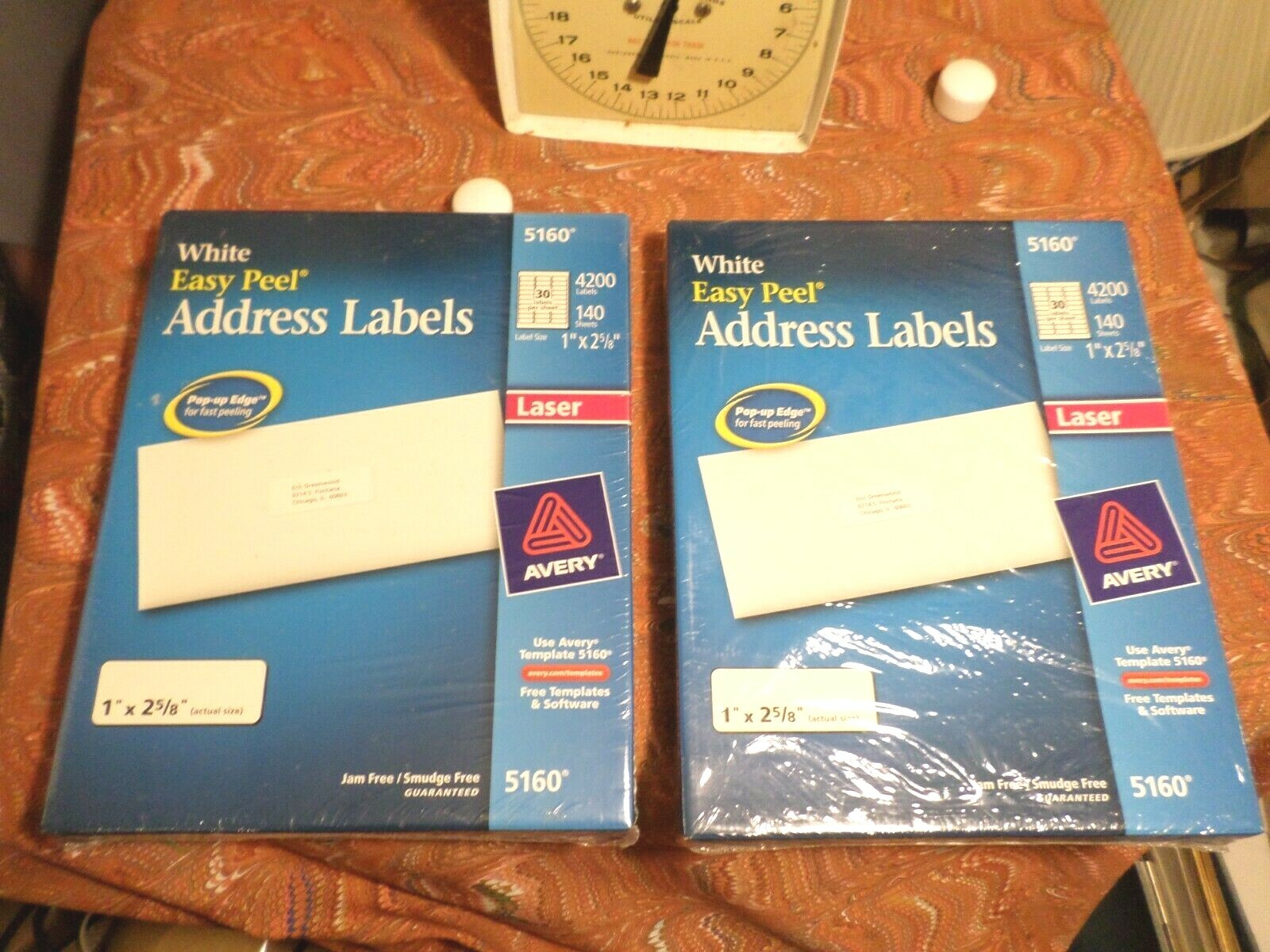 Lot 2(two) Unopen PKS Avery 8160 Easy Peel Address Labels for Inkjet