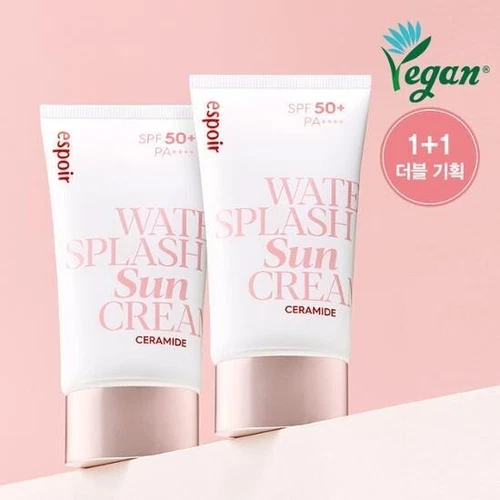 2Pack ESPOIR Water Splash Sun Cream Ceramide 60ml+60ml SPF 50+ PA++++ K-Beauty