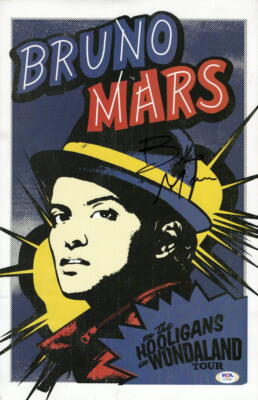 BRUNO MARS SIGNED AUTOGRAPH 11X17 HOOLIGANS CONCERT TOUR POSTER