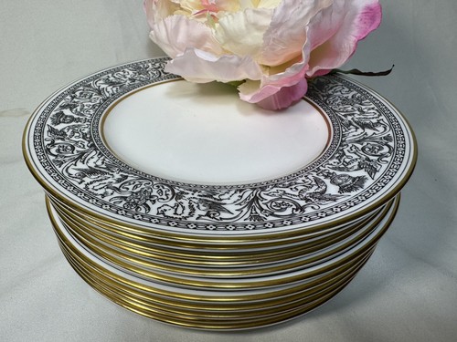 (11) Wedgwood 'Florentine Black' 8.125 Inch SALAD PLATES W4312 - Picture 7 of 10