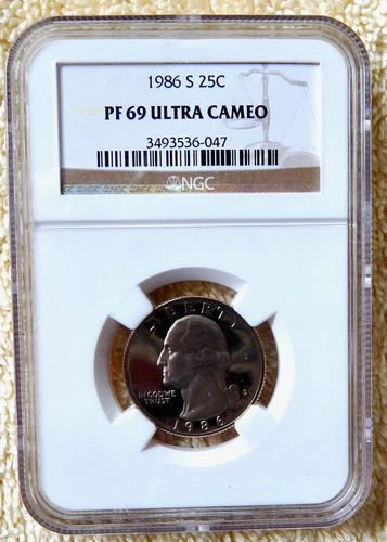 1986 S Washington Quarter PF69 Ultra Cameo NGC Graded & Slabbed Proof