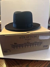 NEW Stratton Sheriff Style FELT Hat 42 Double Brim Oval BLACK *Multiple Sizes*
