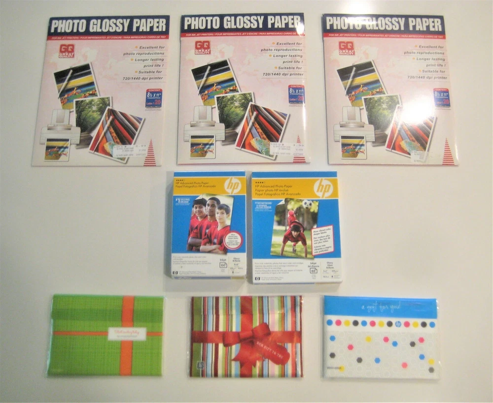 238 Sheet Glossy Photo Printer Paper Assortment w Envelopes, FREE SHIPPING