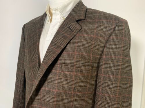 Cappotto sportivo MADE IN ITALY Brooks Brothers marrone rosso a quadri lana di agnello 46L 48L - Foto 2 di 10