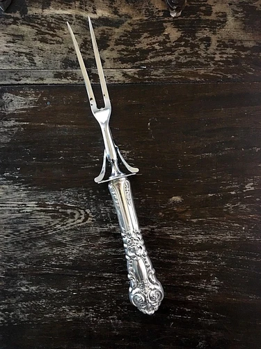REED & BARTON Sterling Silver Carving Fork 11" FRENCH RENAISSANCE HH 2 Tine