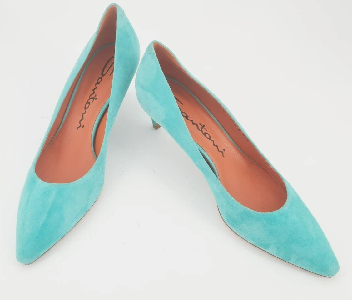 Court Shoes Blue Turquoise To Small Heels Santoni T.39