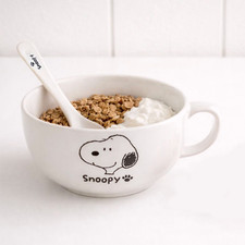Snoopy Cereal Bowl and Spoon Set 480ml, Peanuts Tableware Gift Daily Use