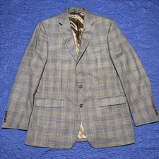 Lauren Ralph Lauren Mens Brown Blue Plaid Sport Coat Blazer 42L Macy's Vintage