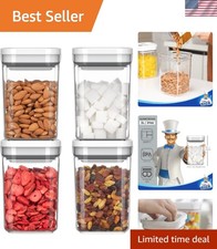 4 Pack Airtight Containers with One-Handed Lids - BPA Free, 1.0 L, White