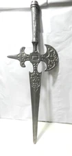 Vintage Medieval Silver Halberd Head Ceremonial Decorative Wall hanging  (A8J)
