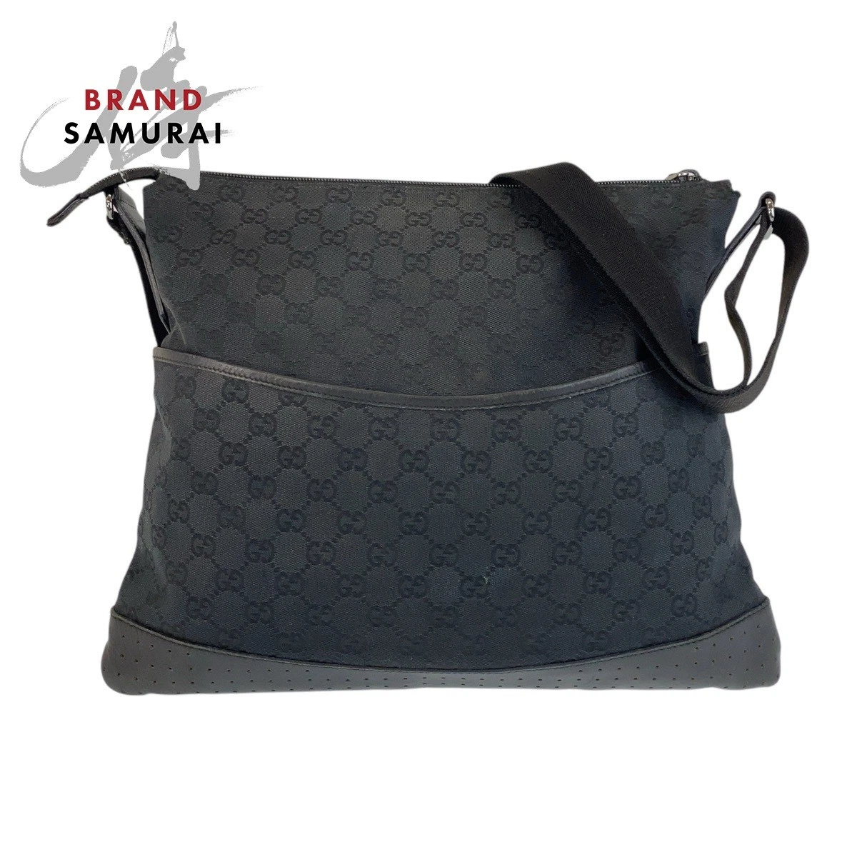 Gucci Sac à bandoulière noir Gg toile/cuir 145355 Messenger pour femme 500304 U