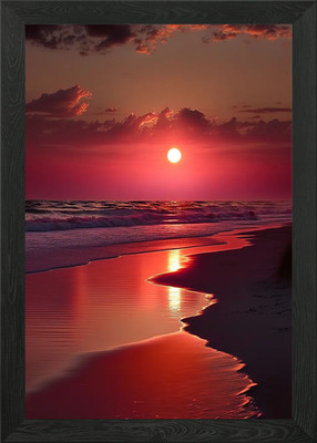 Schöner Strand Sonnenuntergang Gerahmtes Wandbild Poster Leinwanddruck Bild