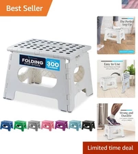 White Folding Step Stool - Lightweight and Sturdy for Kids and Adults - 300 lbs