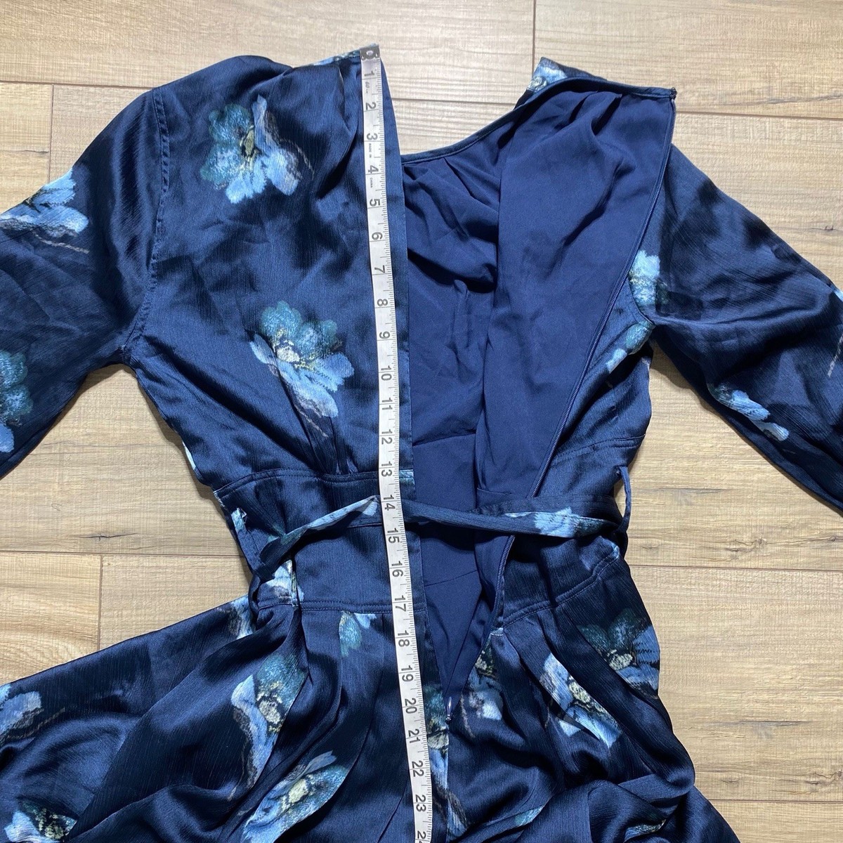 Club Monaco Women's Lined Floral Belted A-Line Dress Size 2 Navy Blue | eBay