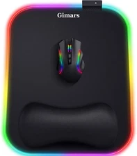 Gimars RGB Mouse Pad with Wrist Rest Support,12 X 10 Inch Extra Large Ergonomic 