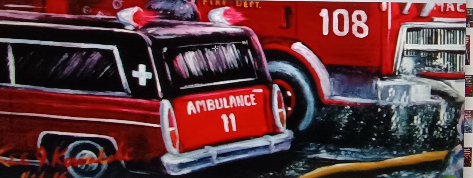 Chicago fire department Lee Kowalski print,engines 108,4,large 24 x 36 poster