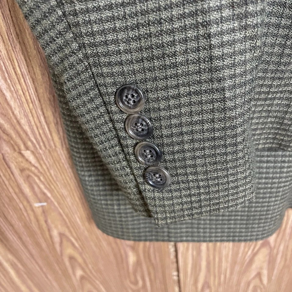 Abrigo Deportivo Haggar Para Hombre 44L Verde Marrón Multicolor Lana Hecho en EE. UU. Tres Botones Foto 4 de 4