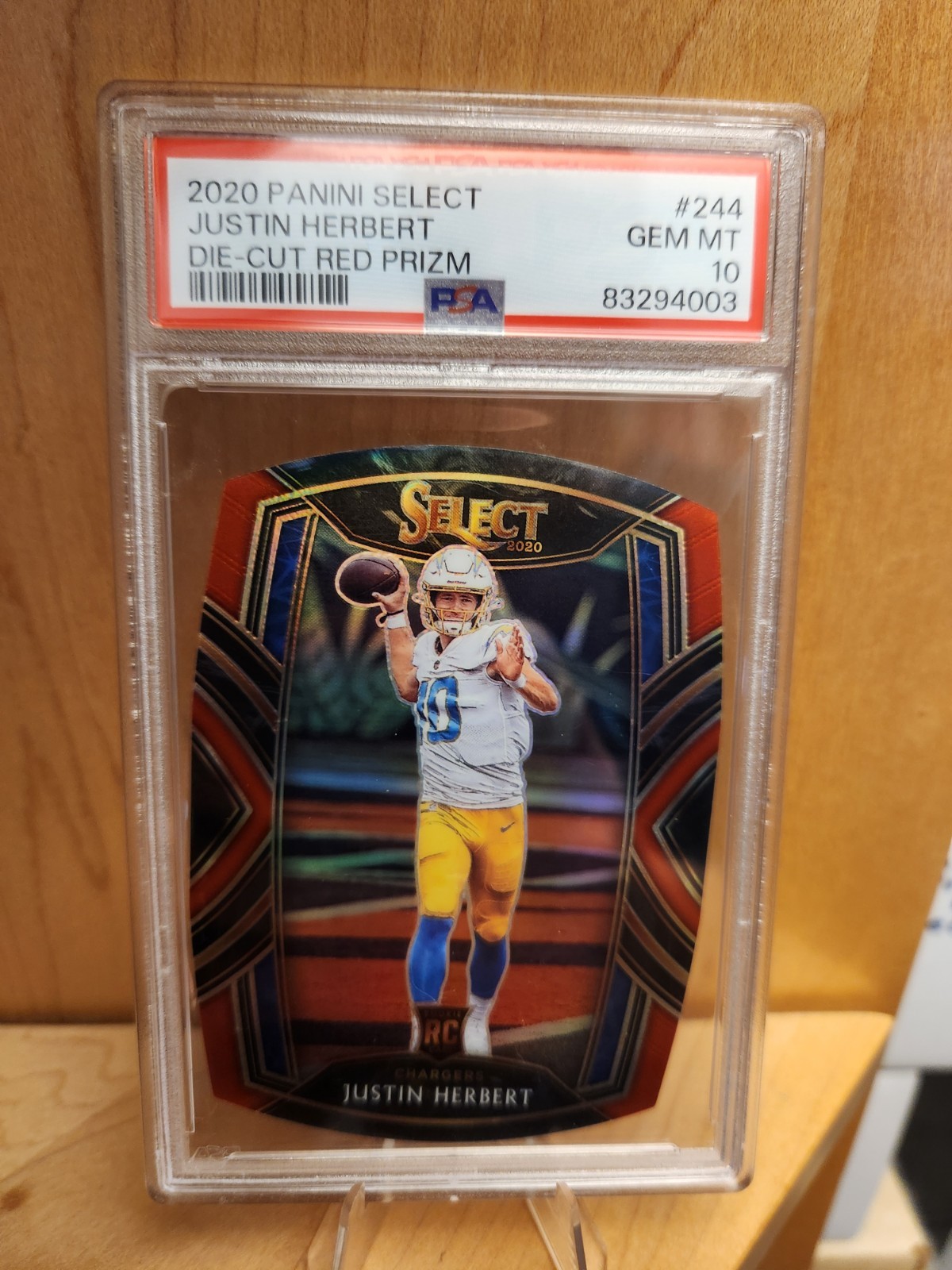 2020 Panini Select - Club Level Justin Herbert #244 Red Prizm Die-Cut RC PSA 10