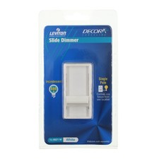 LEVITON 6621-W DECORA SINGLE-POLE SLIDE DIMMER, 1-POLE, INCANDESCENT, WHITE