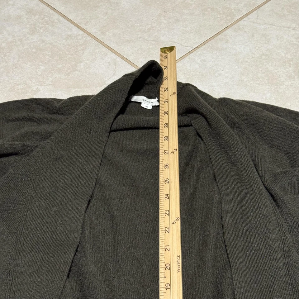 Cárdigan Suéter Vince Para Mujer Grande Verde Oliva Lana Cachemira Bolsillos Delanteros Abiertos Foto 2 de 4