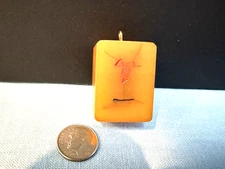VTG Chinese Bakelite Mahjong Mah Jong WIND Butterscotch Cube Pendant