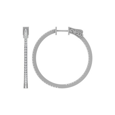 14k White Gold Round Lab Grown Diamond Hoop Earrings Gift For Women
