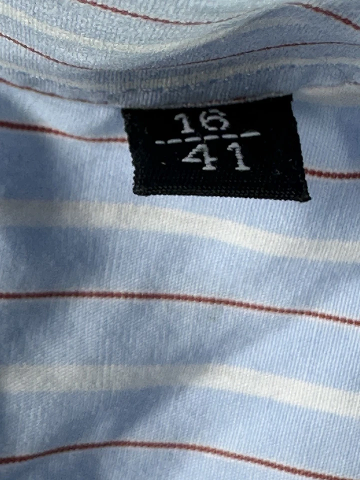 Camisa de vestir Valentino Roma Interfit 16/41 azul a rayas abotonadas Italia Foto 3 de 4