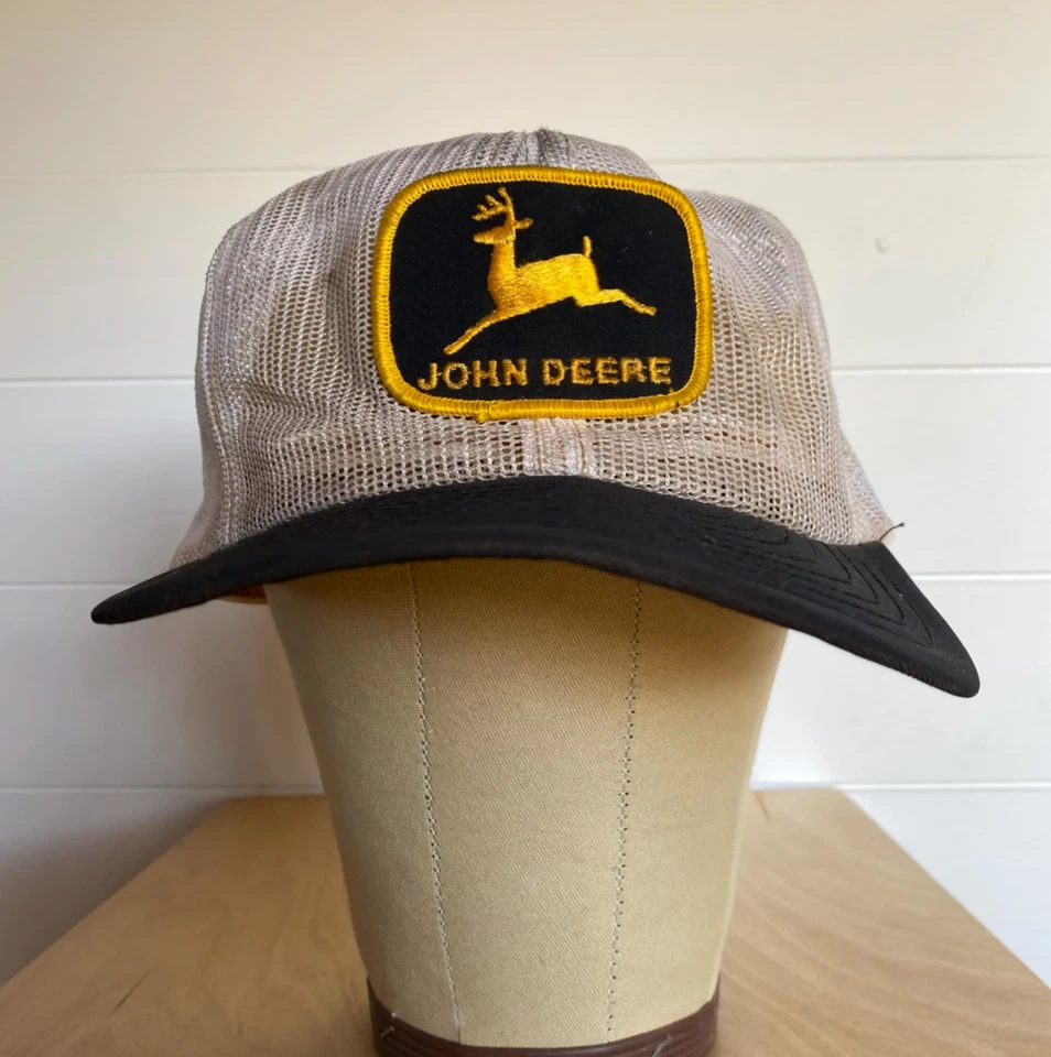 Sombrero de camionero vintage años 70 John Deere malla Louisville MFG Co blanco y negro Foto 3 de 4