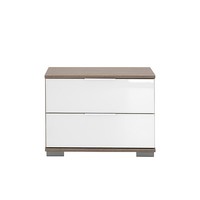 Schlafzimmer Nachttisch Nachtschrank Nachtkonsole Eiche Schublade Glasfront Weiß