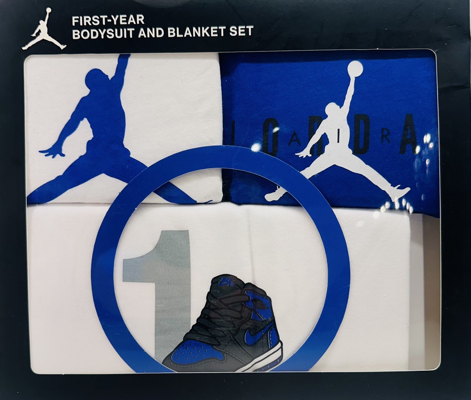 Nike Jordan First-Year Bodysuit and Blanket Set, 4 Piece, Boy / Girl 0-12 Months