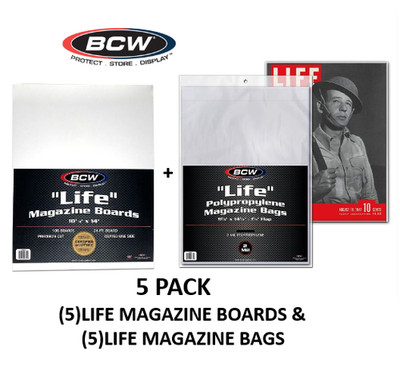 BCW (New) Life Magazine (5)ct Pack - Magazine Boards & Magazine Bags Set