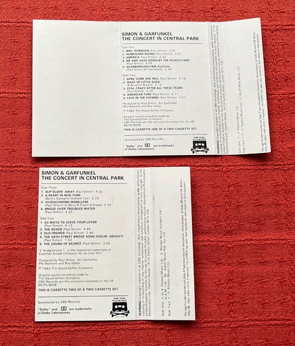 SIMON & GARFUNKEL - CASSETTE TAPE X 2 - THE CONCERT IN CENTRAL PARK - Picture 5 of 5
