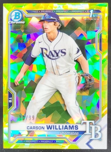 2021 Bowman Draft Sapphire Carson Williams Chrome Yellow /99 1st Rays DR4