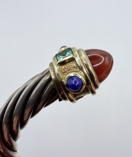 Vintage Signed David Yurman Sterling & 14k Cuff Renaissance Bracelet
