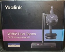 Yealink WH62 Dual Teams DECT Wireless Headset Black USB Boom Mic Ear-Pad NewOpBx