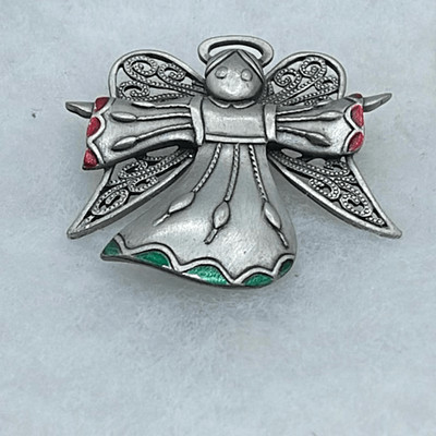 Vintage Pewter Angel by JJ enamel decor