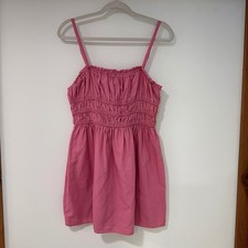 Wild Fable Smocked Mini Dress Womens Size M Pink Cotton Linen Blend | Barbiecore