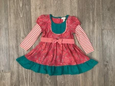 Matilda Jane Davina Dress Friends Forever 18-24 Months Pink Teal Christmas