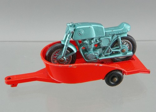 Vintage 1960's Matchbox No.38 Diecast Orange Honda Motorcycle Trailer & Bike Set