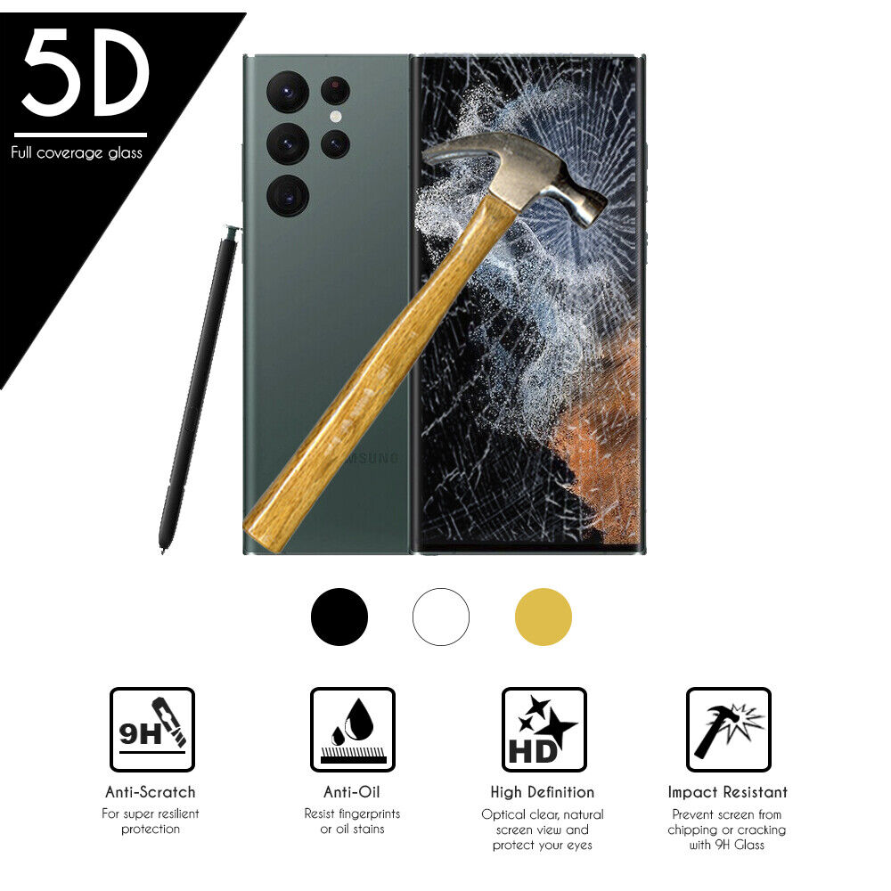 Protector Cristal Vidrio Templado completo 5D Samsung Galaxy S22 Ultra (5G) 6.8