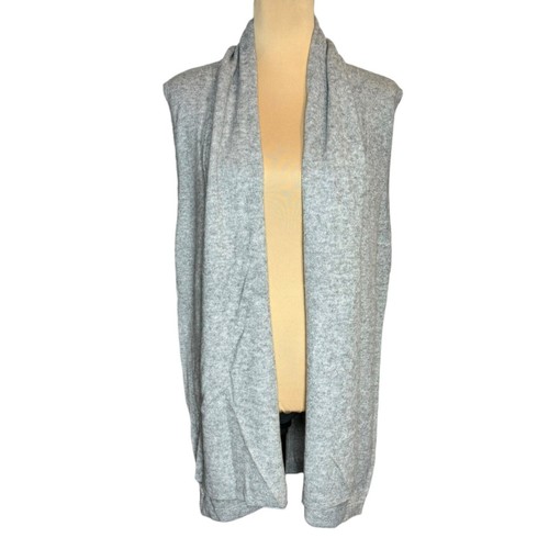 NWT InCashmere 100% Cashmere Vest Sz. XL Open Front Knit Gray Shawl Collar Cozy - Picture 11 of 11