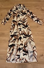 Leaf Printed Shirt Dress with slit