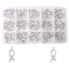 225PC/box Antiqued Silver Metal Cancer Awareness HOPE Ribbon Charm for Jewelry