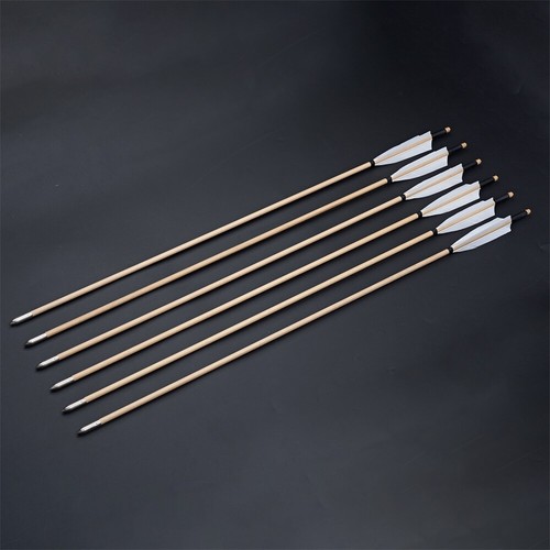 6/12X 30" Archery Wooden Arrows 5" Turkey Feather for Recurve Longbow Hunting - Picture 3 of 16