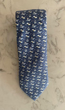 Vineyard Vines Blue 100 Silk Tie  Boat Fishing Print  Made in USA