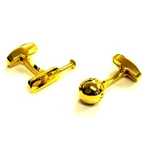 Authentic CRICKET Bat & Ball Cufflinks Sport Cuff Links GOLD-PLATED Christmas Birthdays
